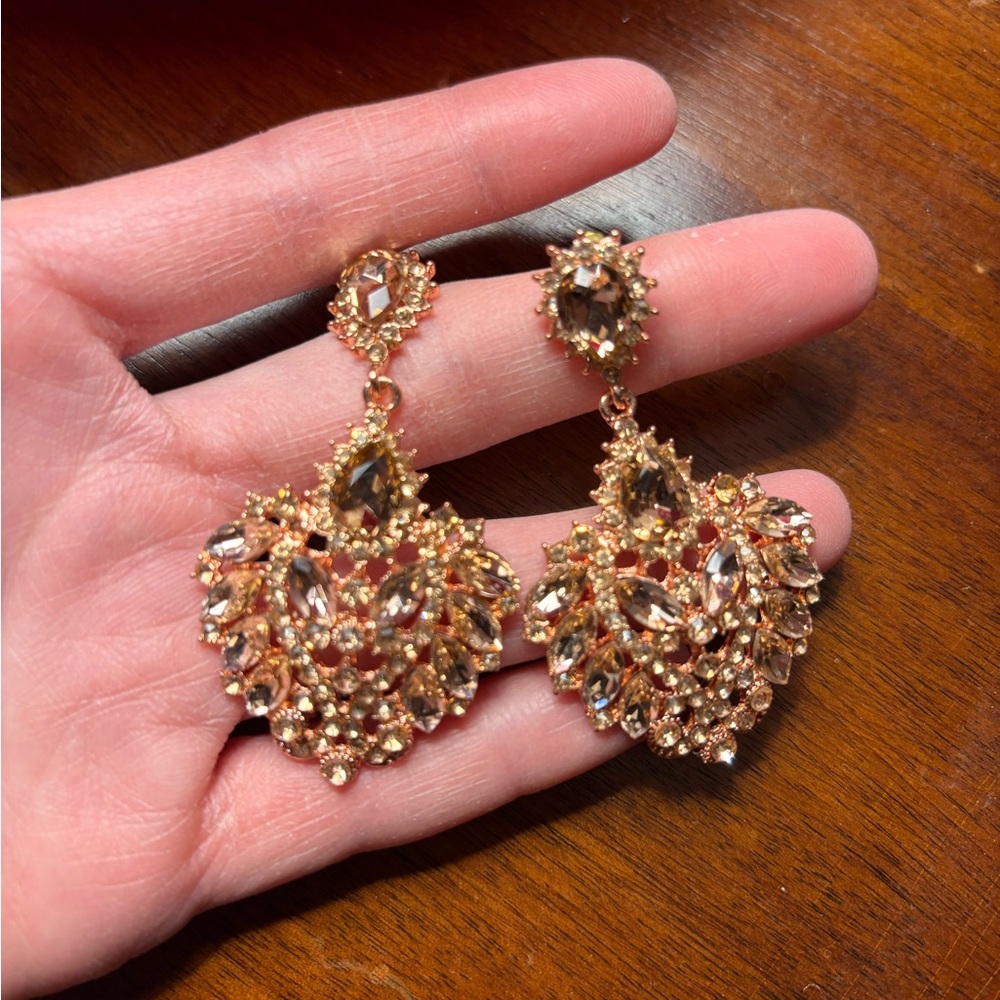 Vintage Rose Gold Chandelier Earrings